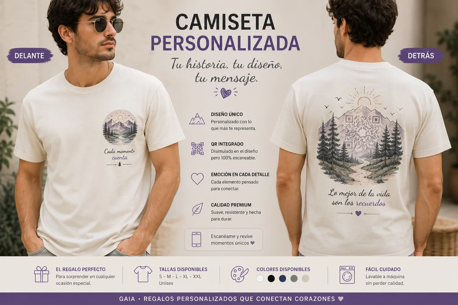 Camiseta personalizada por delante y detrás con QR integrado