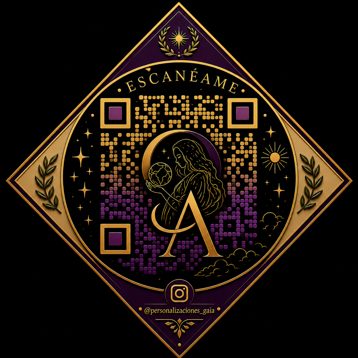QR ficticio premium de GAIA para mostrar cómo puede quedar el escaneo en un regalo