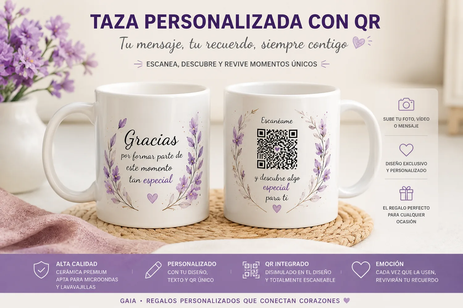 Tazas personalizadas con código QR integrado